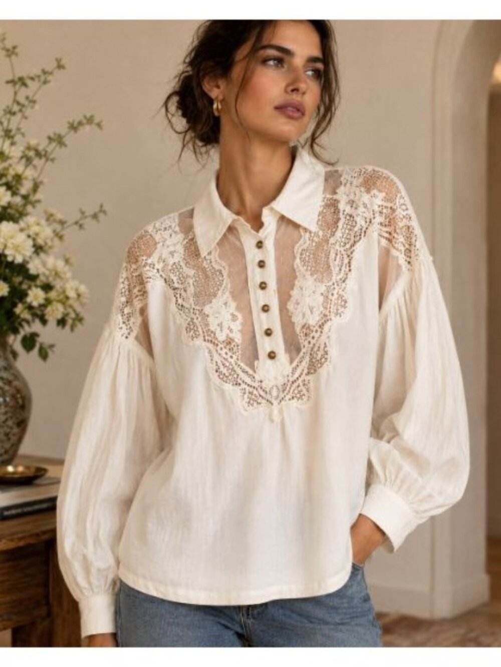 Maeve Lacy Top Victorian Cottagecore Romantic Boho Prairie Oversize XS Steampunk